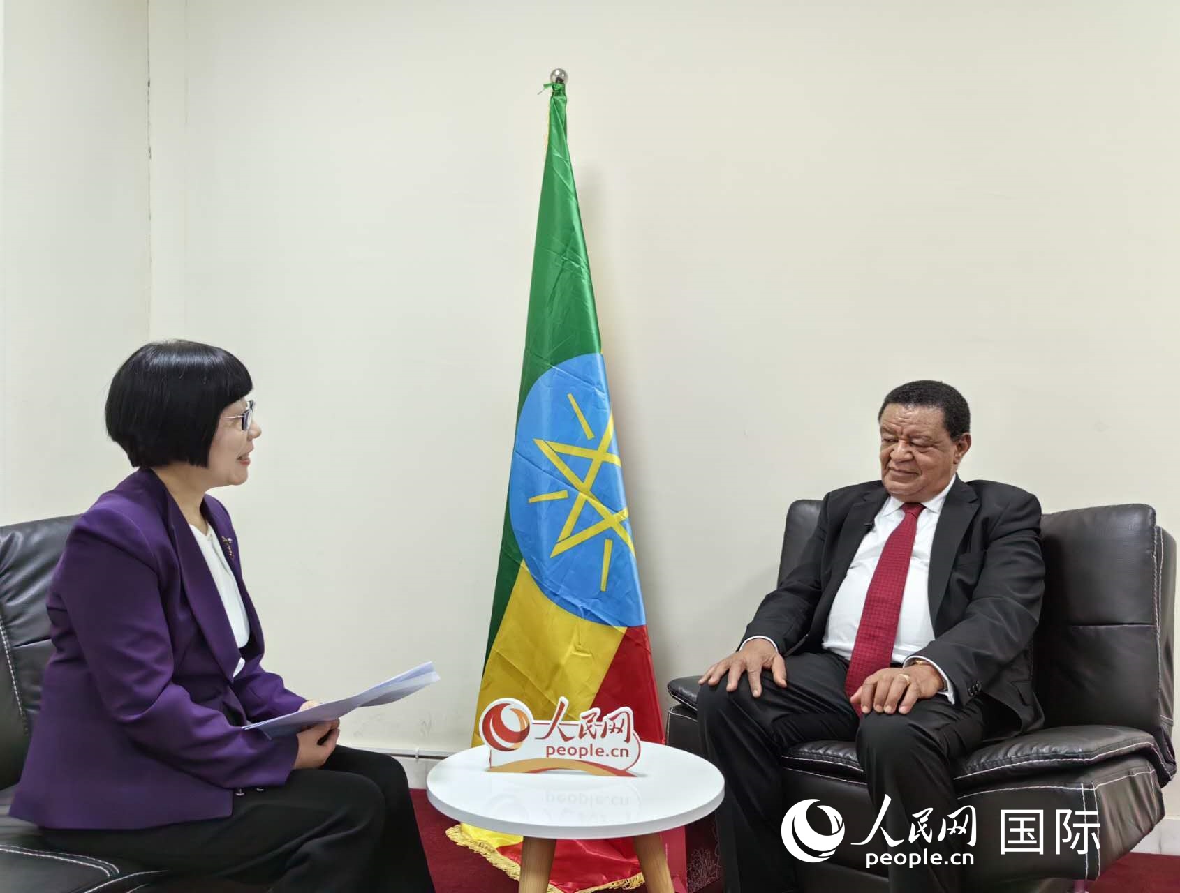 穆拉圖·特肖梅接受人民網(wǎng)記者唐維紅采訪。人民網(wǎng)記者 陳星星攝