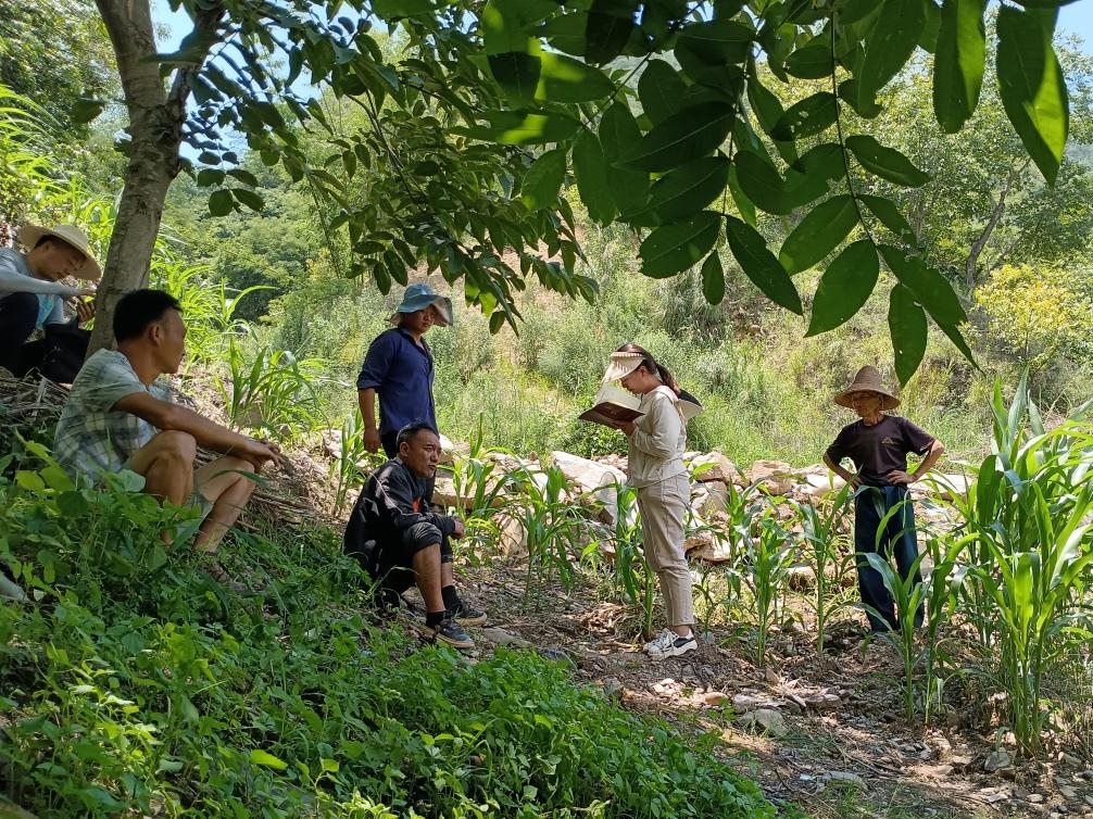 2023年7月18日，兩家村民發(fā)生土地方面的糾紛，李江女（右二）在記錄情況。受訪者供圖