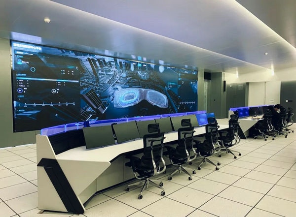 杭州奧體中心游泳館內(nèi)智慧可視化平臺。 圖片來源：場館建設(shè)方