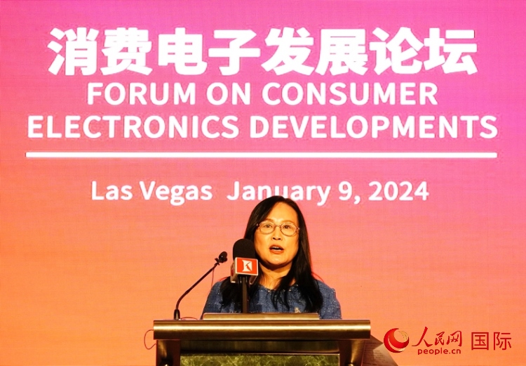 中國機電產(chǎn)品進出口商會副會長劉春致辭。人民網(wǎng)記者 鄧圩攝