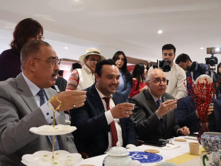 觀眾興致勃勃地體驗茶藝。陳芷珊攝